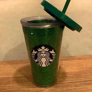 ☕️Starbucks 2018 16 oz Acrylic Cold Cup Tumbler Christmas Green Glitter Wi…